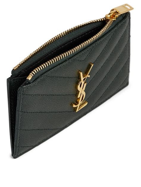 ysl card holder green|ysl card holder with zipper.